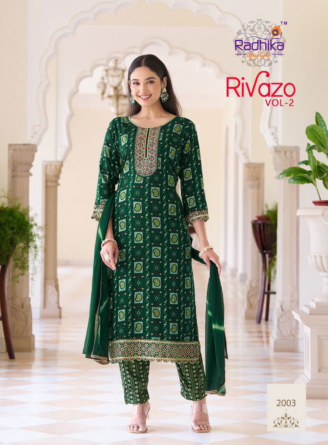 Rivazo Vol 2 By Radhika Rayon Printed Readymade Suits Wholesale Market In Surat